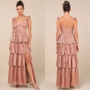 Lulu's Blush Pink Tiered Maxi Dress